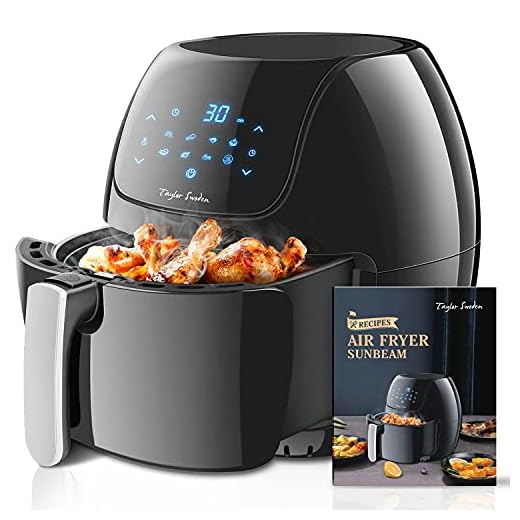 Taylor Swoden Sunbeam - Freidora sin aceite 7 L, freidora de aire caliente XXL, digital con pantalla táctil LED, 8 ajustes de cocción preestablecidos, apagado automático, sin BPA