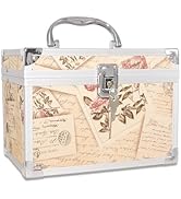 VNIMTI Makeup Train Case, Portable Makeup Box with Mirror, Cosmetic Storage Box for Women with Tr...
