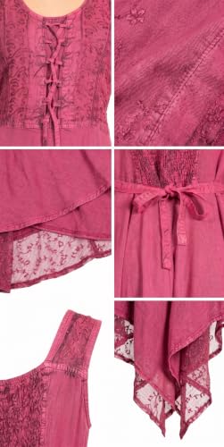 Image of Sakkas Magdilena Stonewashed Corset Front Embroidered Dress