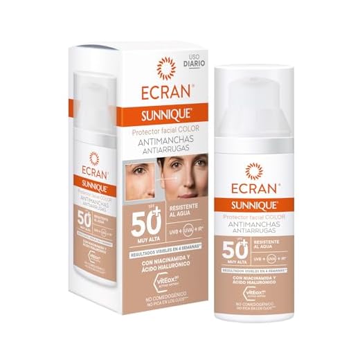 Ecran Sunnique - Fluido Protector Solar SPF 50, con Color, Antimanchas, Protege de Quemaduras, Corrige Imperfecciones, Unifica el Tono de la Piel, Fórmula con VitEox 80 - 50 ml