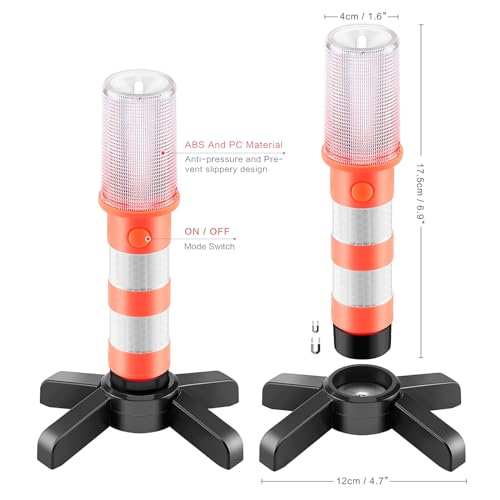 COFEMY Flares Led-noodgevallenset, rood licht voor snelweg, verkeersveiligheidslamp, campinglamp, alternatief voor veiligheidsdriehoek, led-noodgevallen, 2 lampen - Afbeelding 4