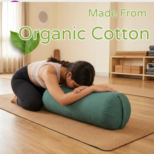 Image of Streetup India Yoga Bolster for Iyengar Yoga With Premium Cotton Washable Cover (Green, Standard)