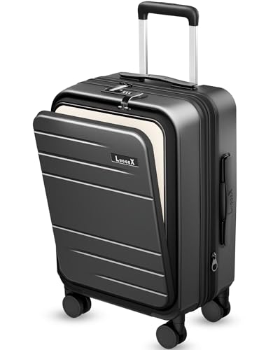 LUGGEX Carry On Luggage 22x14x9 Airline Approved, FLO5 Expandable Polycarbonate Suitcase with Front...