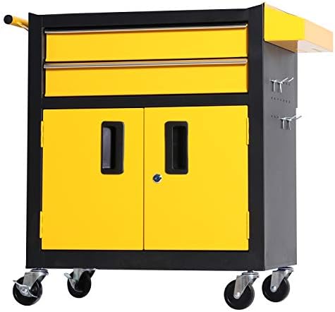 TANKSTORM Tool Chest Heavy Duty Cart Steel Rolling Tool Box with Lockable Doors (TZ12 Black Yellow)