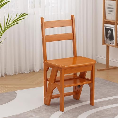 LVSEWOA 4-Stufen Klapptreppenstuhl Holzleiterhocker