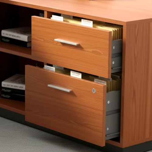 Image of Lakdi The Furniture Office Desk for Co Director & Executive Table L- Shape Design Made in Engineered Wood Drawer Multi Wire Manager CPU Space & Storgae Brown 5-Year Warranty & Free Assembly (LDL-538)