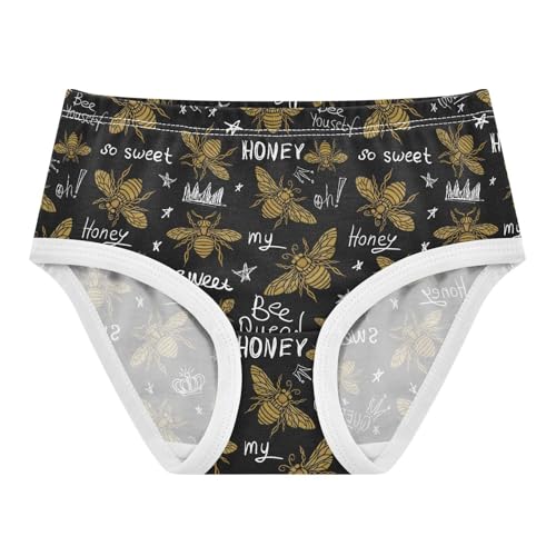 Little Girls' Soft Cotton Underwear Kids Breathable Comfort Hohey Bee with Queen Panties Briefs Toddler