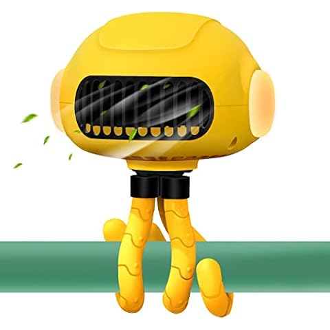 TRELC Stroller Fan with Light, 3 Speed Portable Handheld Bladeless Fan, Multipurpose Baby Fan, 3000mAh Rechargeable USB Fan for Stroller, Crib, Car Seat, Desk, Treadmill (Yellow) Cover