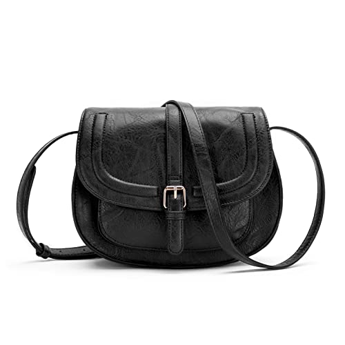 AFKOMST - Bolso bandolera para mujer, cartera pequeña y bolso de hombro, bolsos de sillín vintage, cuero vegano