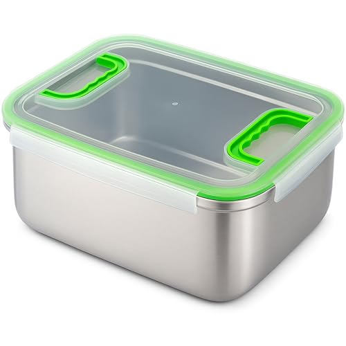 immer Boîte de conservation inox – Hermétique et anti-fuite, acier inoxydable 18/8, compatible lave-vaisselle, four jusqu’à 250°C, grande boîte...