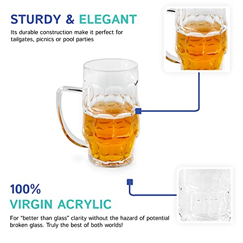 Huang Acrylic Clear 24Oz Oktoberfest Beer Stein Drinking Glass With Handle Set Of 4 #TOP5