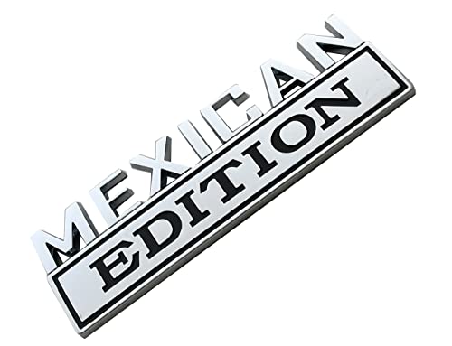 Image of 1pc 7 inch Large Mexican Edition Emblem Badges Decal Car Flag Decal Military Replacement for F150 F250 F350 Chevy Silverado 1500 2500 Chevrolet C10 C15 (Chrome Black)