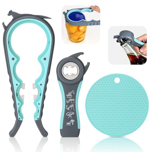 EEKEDO 3-in-1 Adjustable Jar Opener Set (Blue & Grey)