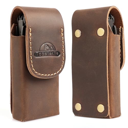 Topstache Leather Multitool Sheath for Leatherman Wave & Wave+ - Multitool Holster for Belt - Belt Loop Leather Multitool Pouch - Magnetic Closure Tool Pouch Case, Darkbrown