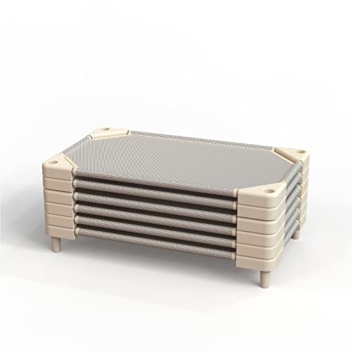 NOUJULOUN Daycare Cots for Kids, Stackable Preschool Cots, Toddler Sleeping Cots (Beige, 52\"x23\")