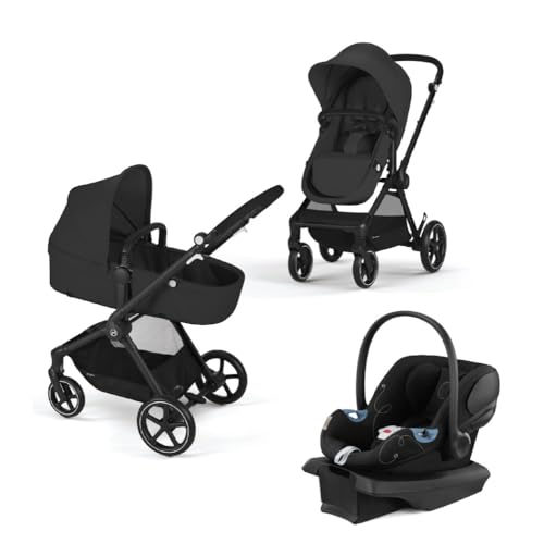 Image of Cybex EOS 5-in-1 Travel System Stroller + Lightweight Aton G Infant Car Seat, Moon Black