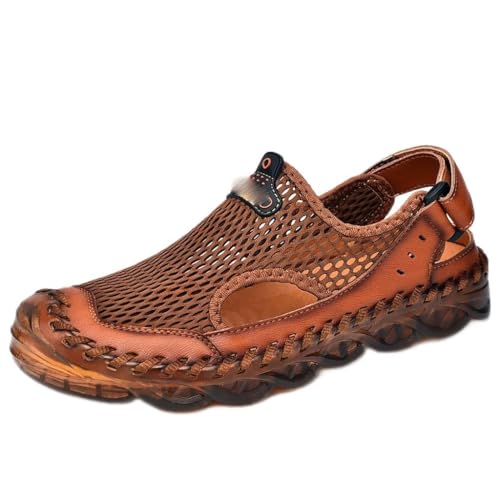 Men Loafers Men Casual Shoes Leather Mesh Breathable Sandals Soft Slip-On Flats