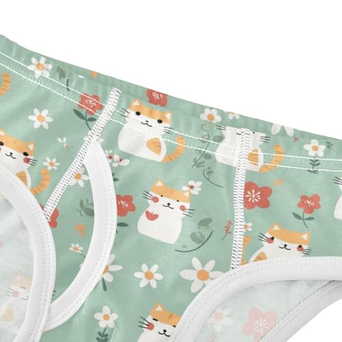Wusikd Cartoon Cat Boys' Underwear Cotton Flower Heart Boys Briefs Soft Toddler Underwear 2T4