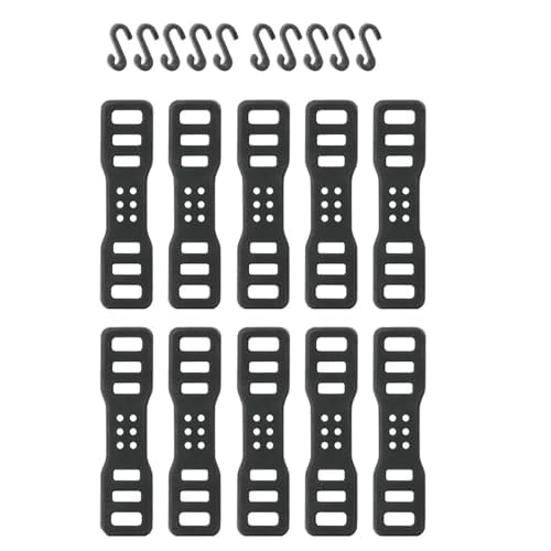 Sanmum 10pcs Bicycle Silicone Band Bike Light Rubber Mounting Strap with S Buckle for Bicycle Headlight Rear Light Torch (Thickened 6 Holes)