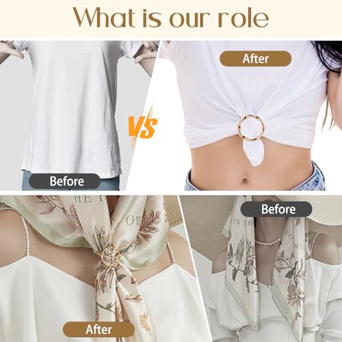 10 Pcs Scarf Ring and Slides for Scarves T Shirt Tie Clips for Women shirt clips for women clothing Shirt Waist Cincher Clips Tightener for Loose Tshirt Clothes Scarf Buckle2