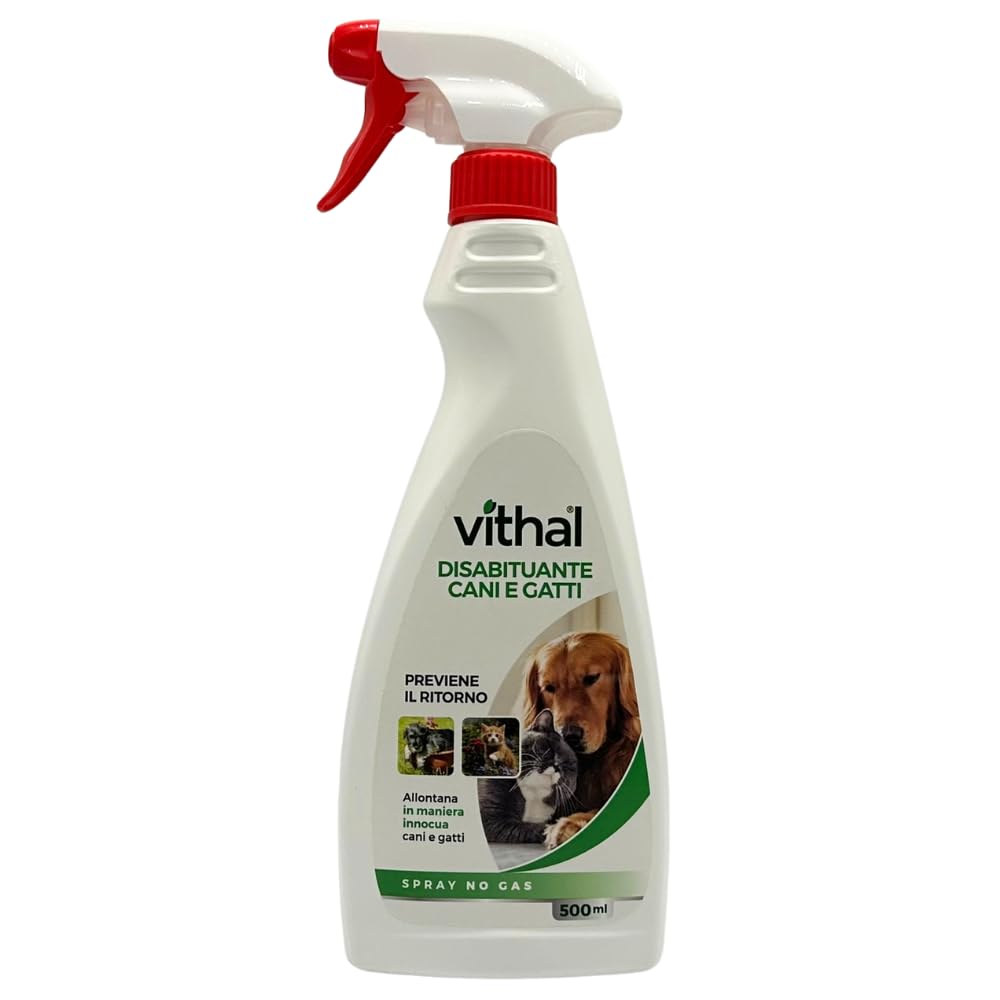 VITHAL Repellente per Gatti e Cani - Spray Liquido 500ml, Disabituante Gatti e Cani, Anti Urina Anti Graffio, Ideale per Tutte le Superfici, Interni ed Esterni, Adatto per Cuccioli e Adulti