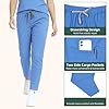 RAYGARD Scrubs Set for Women - V-Neck Medical Top & Cargo Pants with Multi Pockets, Soft & Comfortable Workwear in Ceil Blue, Size Extra Large #4