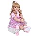 YIHANGG Bambola Reborn Femmina Bella 24 Pollici 60 Cm Silicone Reborn Baby Dolls Toddler Girl Cloth Body Princess con Riccioli d'oro Bambole Appena Nata per Regali di Compleanno per Bambini