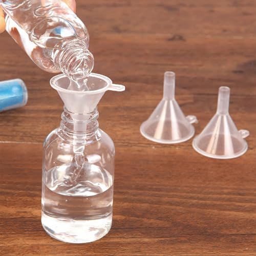 JOHOUSE 50PCS Mini Funnel for Lab Bottles, Sand Art, Perfumes, Spices, Powder, Essential Oil, Recreational, Kitchen Use Food Grade Clear Plastic Small Funnels