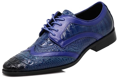 Image of ODN Men's Alligator Crocodile Print Oxfords Fashion Lace Up Dress Shoes