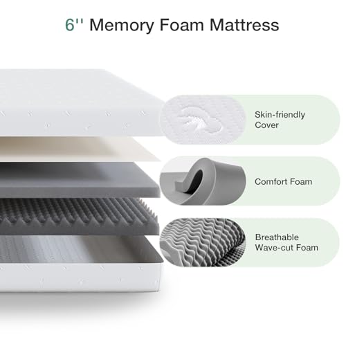 Novilla Queen Mattress 6 Inch Queen Size Memory Foam Mattress with Removable Washable Mattress Cover for Pressure Relief & Comfort Sleep CertiPUR-US Certified Mattress Queen