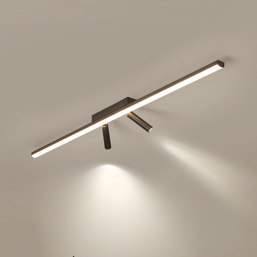 Plafoniera a LED a Striscia Lunga con 2 faretti, apparecchi di Illuminazione lineare Moderni e minimalisti, Lampada da soffitto a Filo per Interni per Camera da Letto, corridoio, Soggiorno, Sala