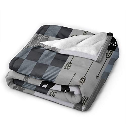 Carwayii Rustic Fleece Throw Blanket Lodge Bear Moose Lap Blanket Ultra Soft Office Blanket Adventure Retro Tartan Bed Cover Thermal Noon Break Blanket Gifts For Home Office Camping Car #TOP1