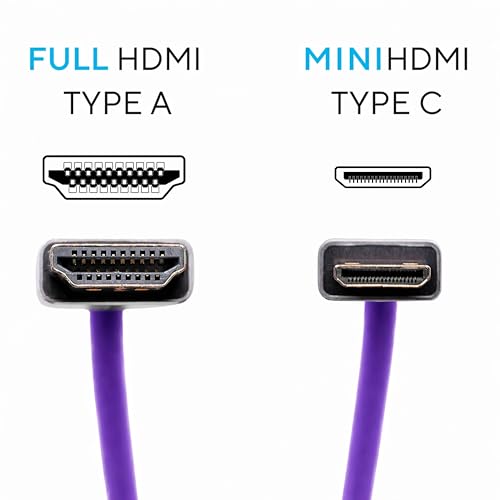Image of KONDOR BLUE X Gerald Undone | MK2 HDMI to Mini HDMI Thin Short Coiled Braided Cable for On-Camera Monitors, Capture Cards + More | 4K /60hz | 18Gbps 3D HDR MetaData | Limited Edition Purple