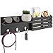 Ballucci Mail Holder and Coat Key Rack Wall Shelf with 3 Hooks, 24" x 6", Black