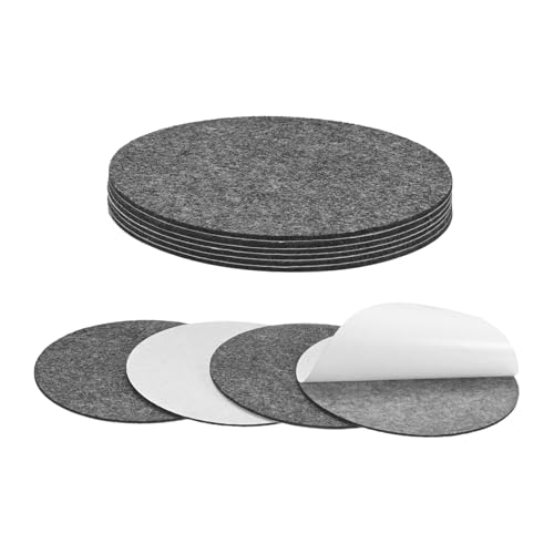 M METERXITY 10-Pack Lamp Base Felt, 5 Inch Dia. 2mm Thick Self Adhesive Round Fabric Felt Pads for Lamp/Furniture/DIY, Non-Slip Fiber Backed Patch Circles with Adhesive Backing [Grey]