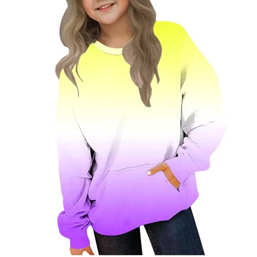 Girls Crewneck Sweatshirts Fashion Gradient Cute Hoodies Long Sleeve Oversized Pullover Fleece Preppy Clothes