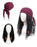 SOOFILM 2 PCS Pirate Wig and Bandana Set for Men and Women Cosplay Costume