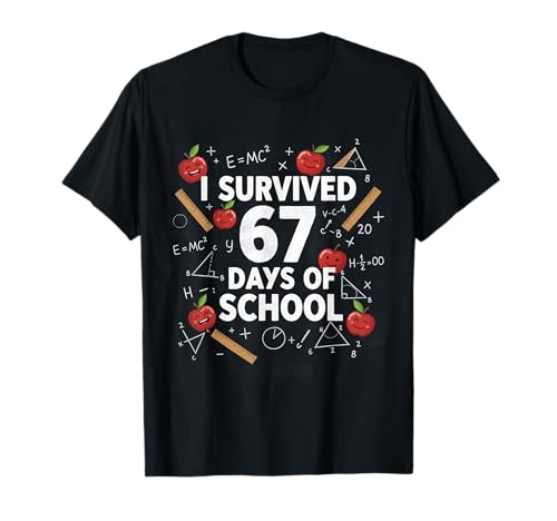67th Day of School Teacher Kids 67 Math Numbers 100th Days T-Shirt