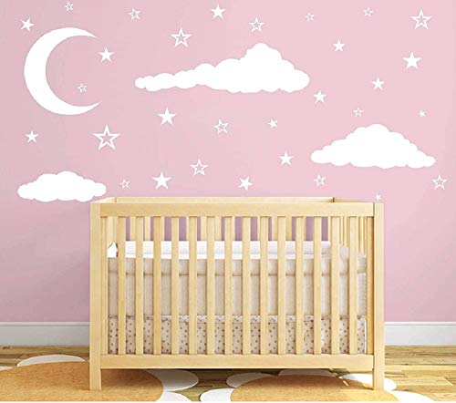 Vinilos decorativos 3D nubes luna y estrellas blanco miniatura 4