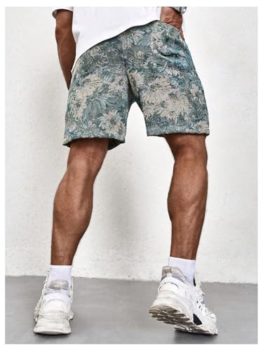 GORGLITTER Men's Floral Embroidery Drawstring Shorts Graphic Paisley Casual Gym Shorts2