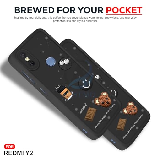 Image of AESTMO Back Case Cover for Redmi Y2 Cover | Cute Fun Cartoon 3D Ball | Coffee Silicone Case | Full Body Protection | Camera Protection Back Cover for Redmi Y2 (Black)