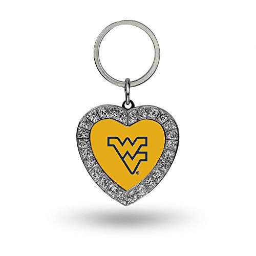 Rico Industries NCAA West Virginia Mountaineers Metal Rhinestone Heart Keychain