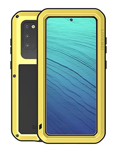 Coque Samsung S20 5G Love Mei Jaune antichoc intégrale en métal armure avec verre trempé