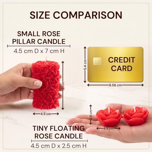 Image of Rose Pillar and Floating Candle Combo, Pack of 10, Red