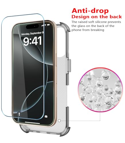 Image of Diverbox for iPhone 16 Pro Case [Shockproof] [Dropproof] [Tempered Glass Screen Protector + Camera Protectors] Heavy Duty Protection Phone Case Cover for Apple iPhone 16 Pro (Matte Black)