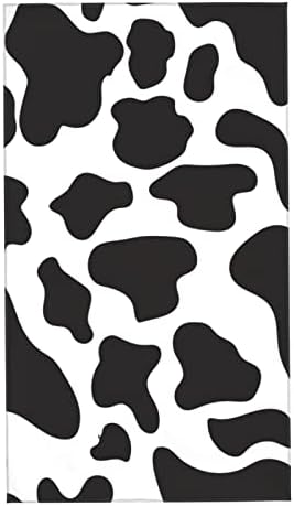 QICENIT Cow Pattern Hand Towel Black and White Super Soft Plush Highly Absorbent for Bathroom 15.7x27.5In