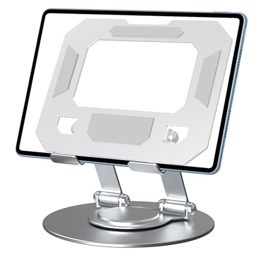 Image of Tablet Stand - 16x15cm Stand, Increases Stability | Carbon Steel Adjustable 360 Degree Rotating Holder with Ease, Tablet Holder for Travel Drawing E-reader Smartphone