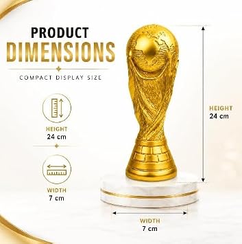 Gold Large World Football Soccer Memorabilia Replica Trophy Premium 24cm, 32cm Or 36cm