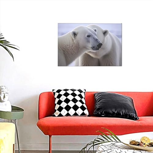 Impression sur toile ours polaire tableau déco moderne bureau 30cm