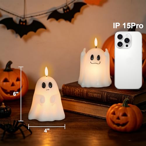 Image of Wondise Spooky Ghost Halloween Flameless Candles with 6hrs Timer
